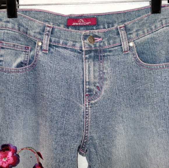 JORDACHE JEANS Flare Pink Purple Green Embroidery Vintage Vibes Barbiecore - Picture 14 of 16